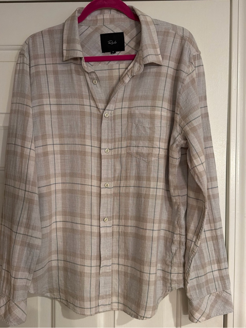 Rails Beige Plaid Cotton Button-Down Shirt